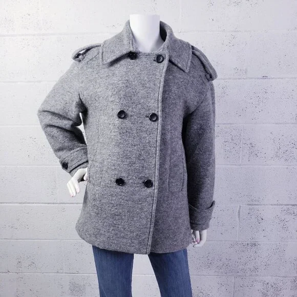 Los Angeles Project Double‎ Breasted Pea Coat Overcoat Womens Small Gray - Picture 2 of 12